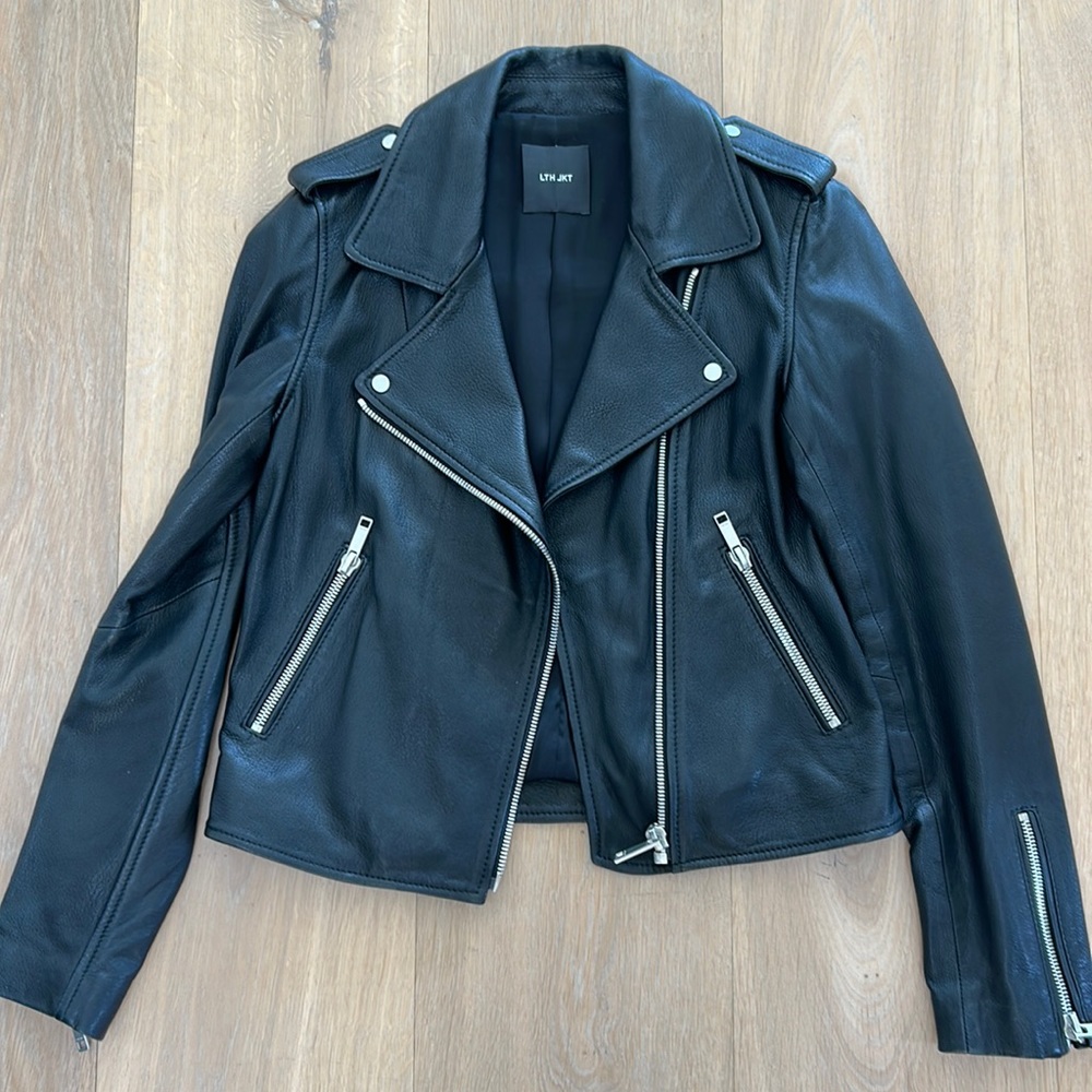 LTH JKT black leather jacket, size medium